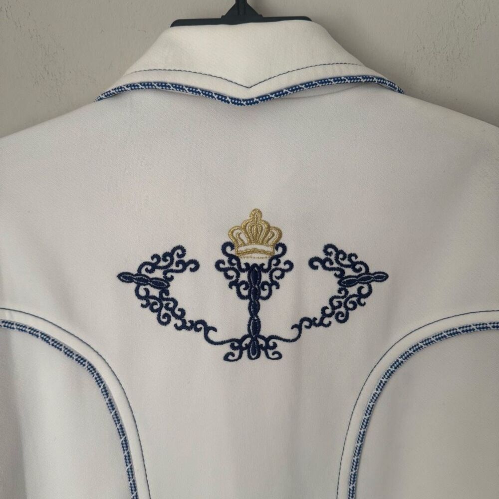 Vintage Steve Gordon Las Vegas Embroidered Crown White Western Shirt Jacket M - Picture 5 of 6